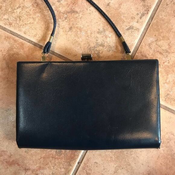 Vintage mini crossbody purse black leather - Picture 2 of 8